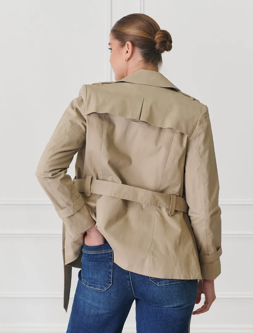 Ella Cropped Trench Coat Stone