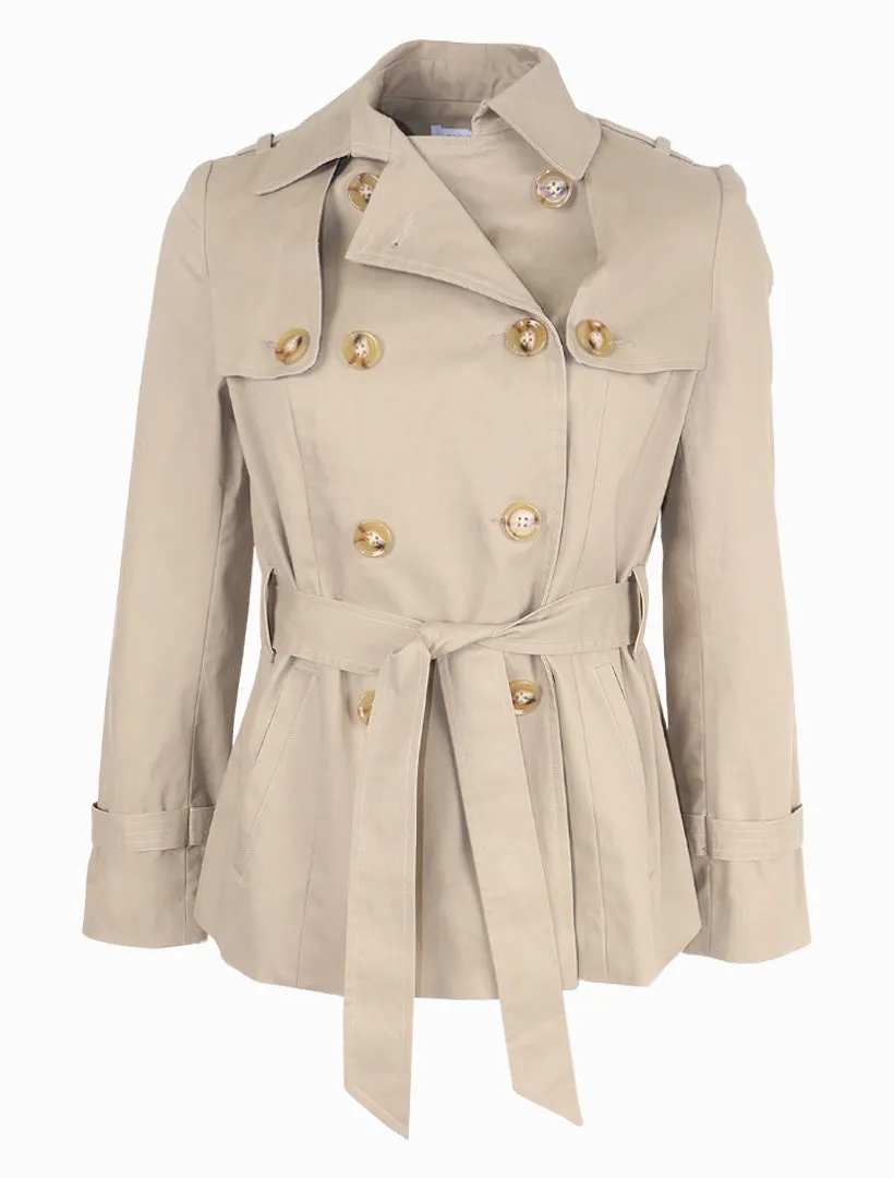 Ella Cropped Trench Coat Stone