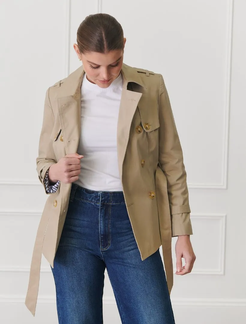 Ella Cropped Trench Coat Stone