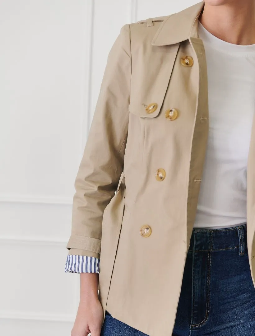 Ella Cropped Trench Coat Stone