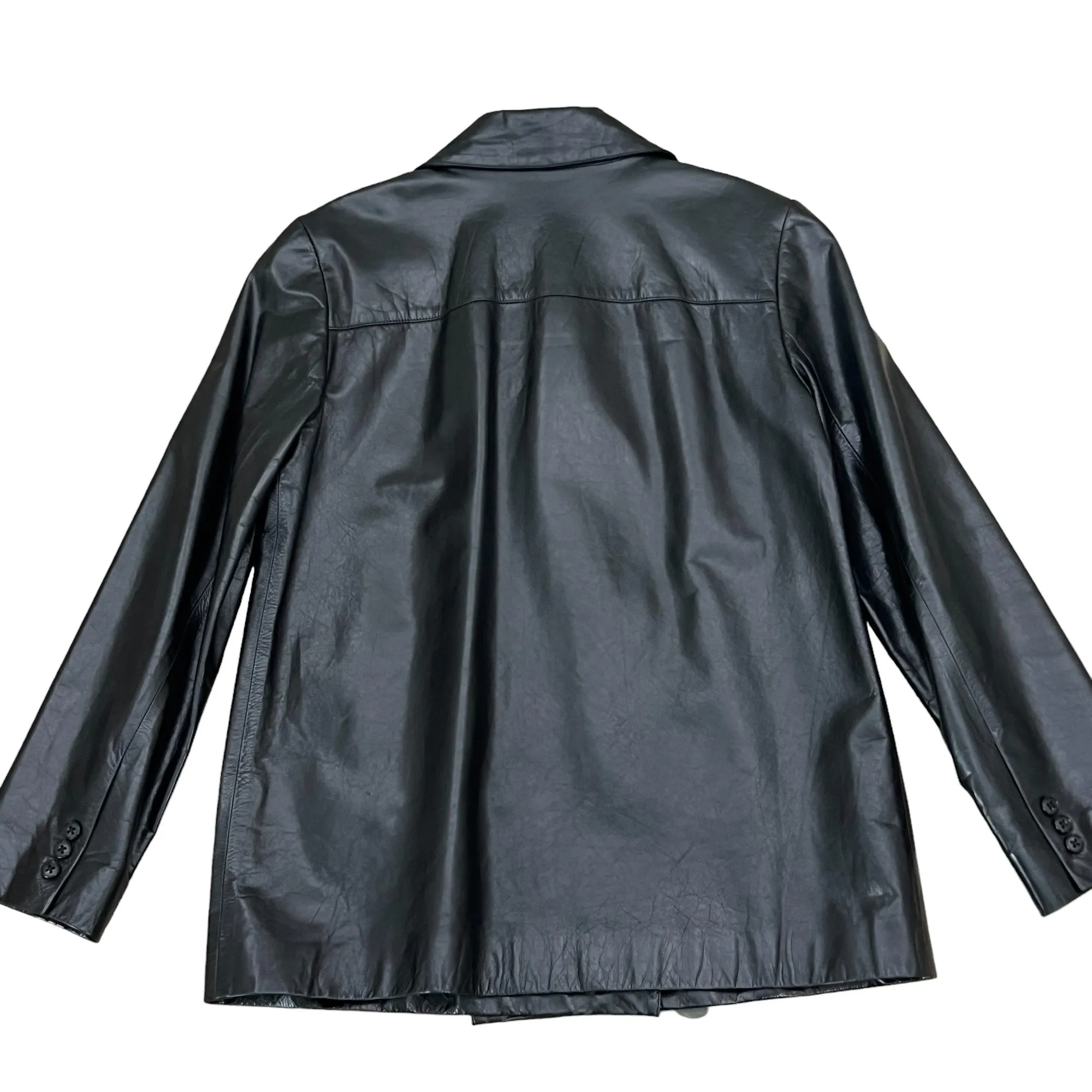 Ellen Tracy Black Leather 90s Jacket Size 6