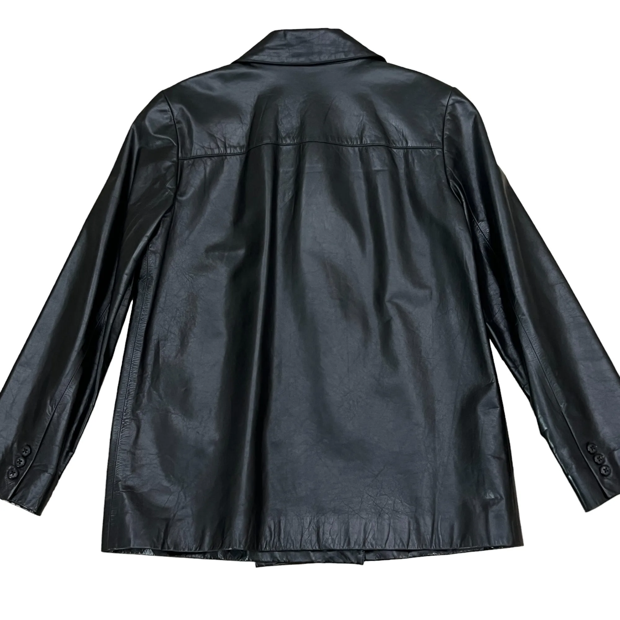 Ellen Tracy Black Leather 90s Jacket Size 6