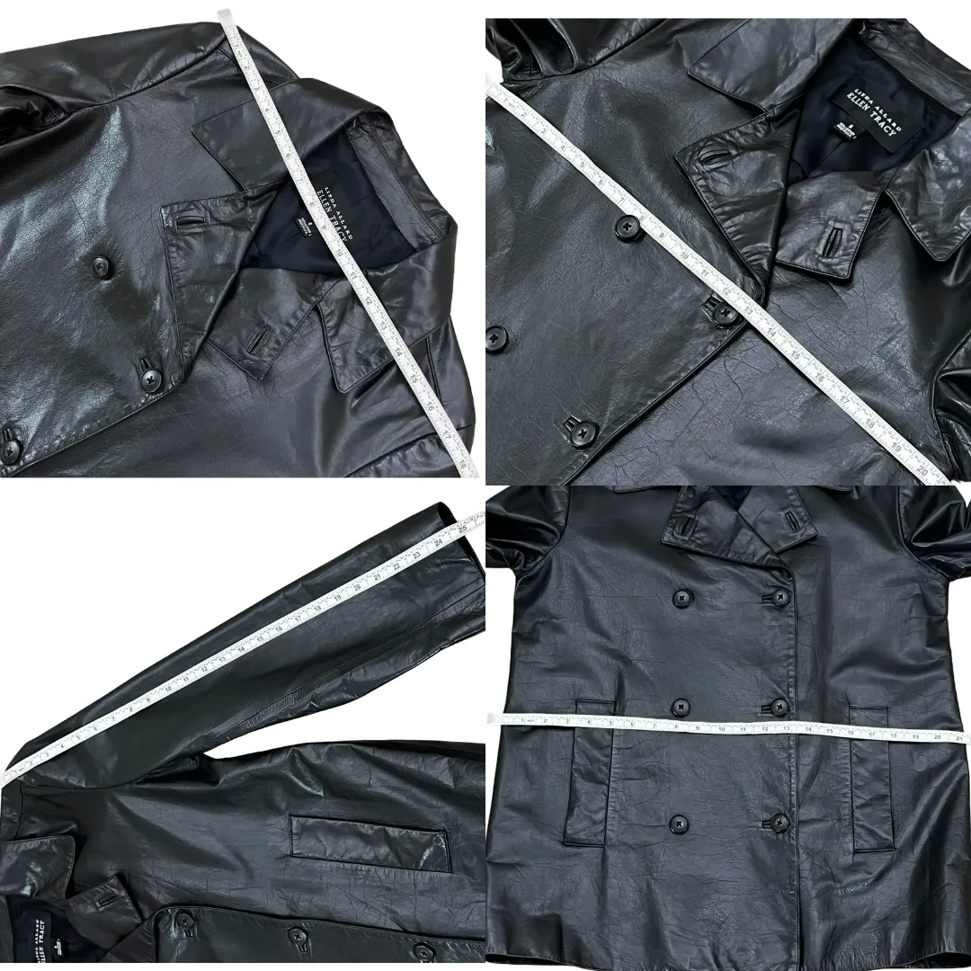 Ellen Tracy Black Leather 90s Jacket Size 6