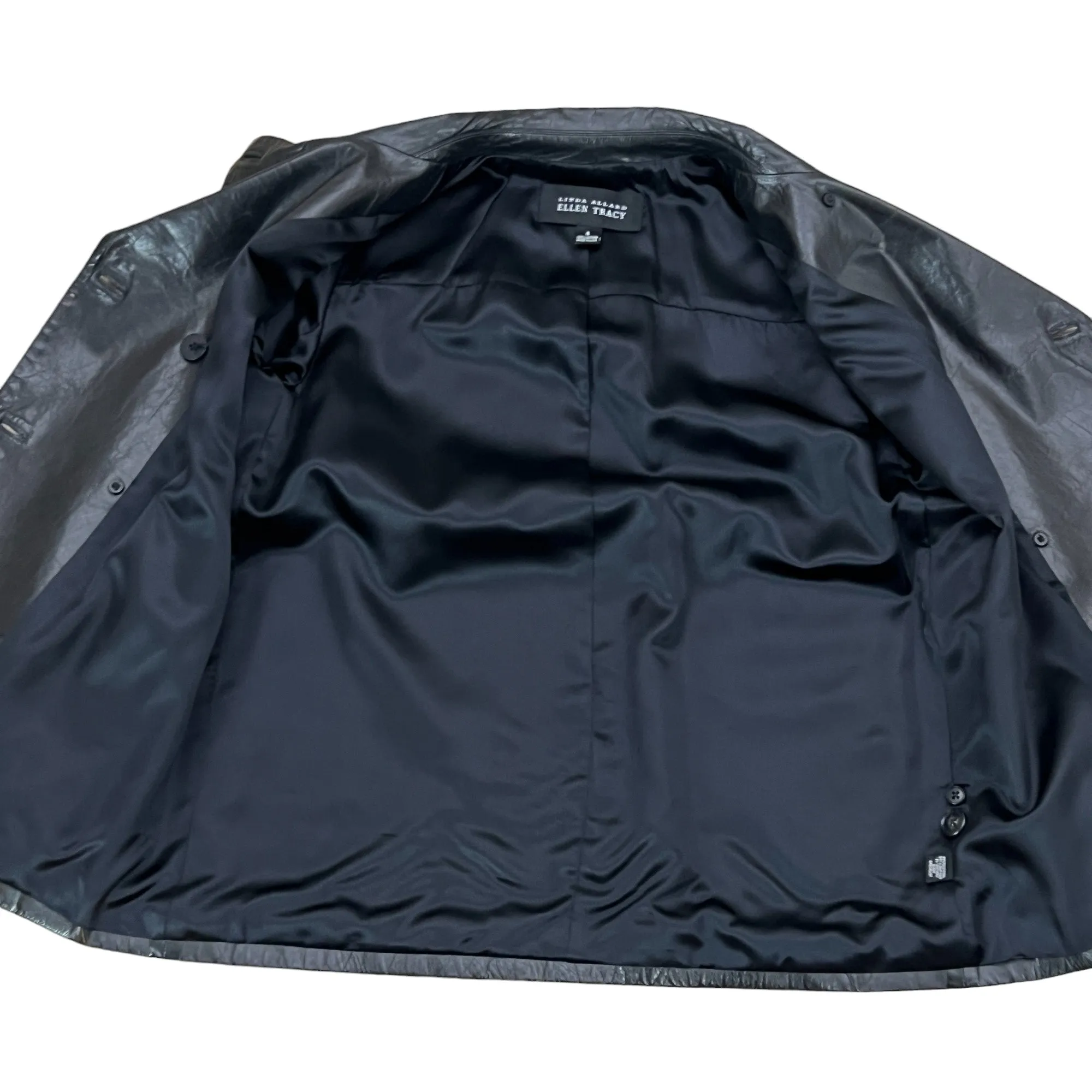Ellen Tracy Black Leather 90s Jacket Size 6