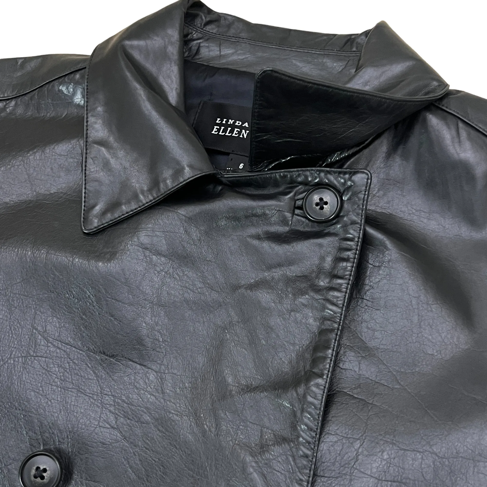 Ellen Tracy Black Leather 90s Jacket Size 6