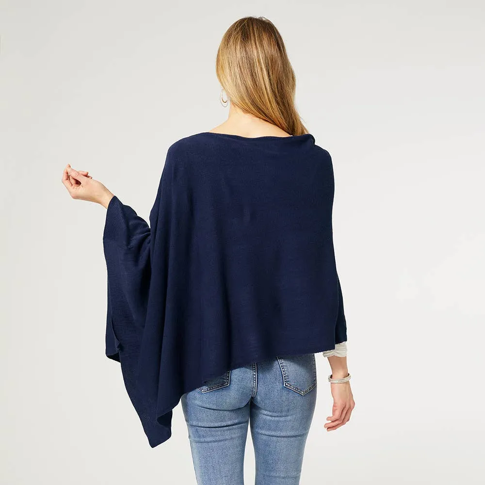 Elowen Lightweight Poncho - Navy