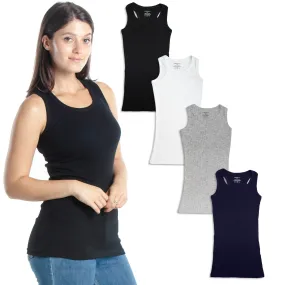 Emprella Tank Tops for Women, 4 Pack Ribbed Racerback Tanks