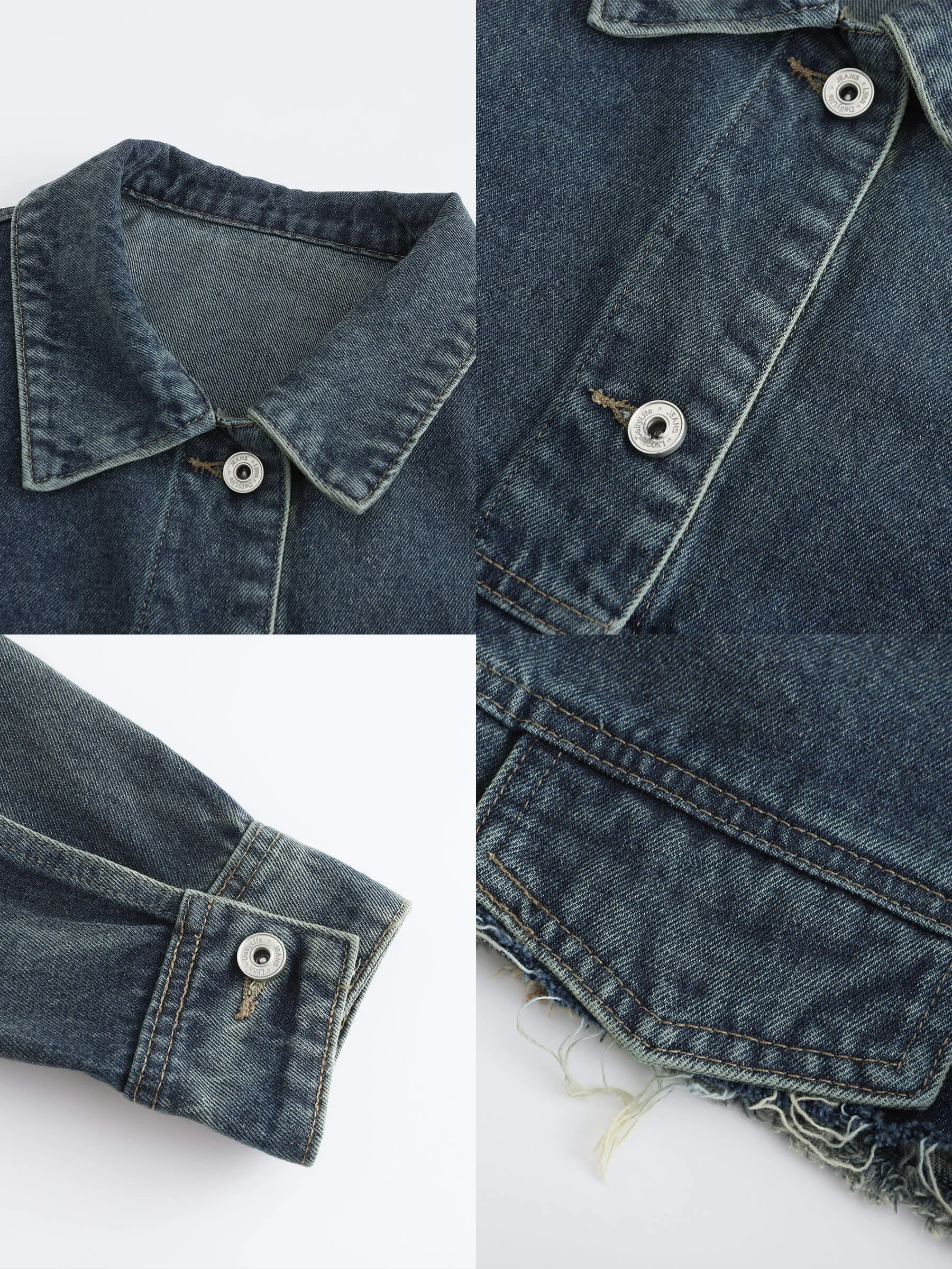 Extra Cropped Frayed Denim Jacket