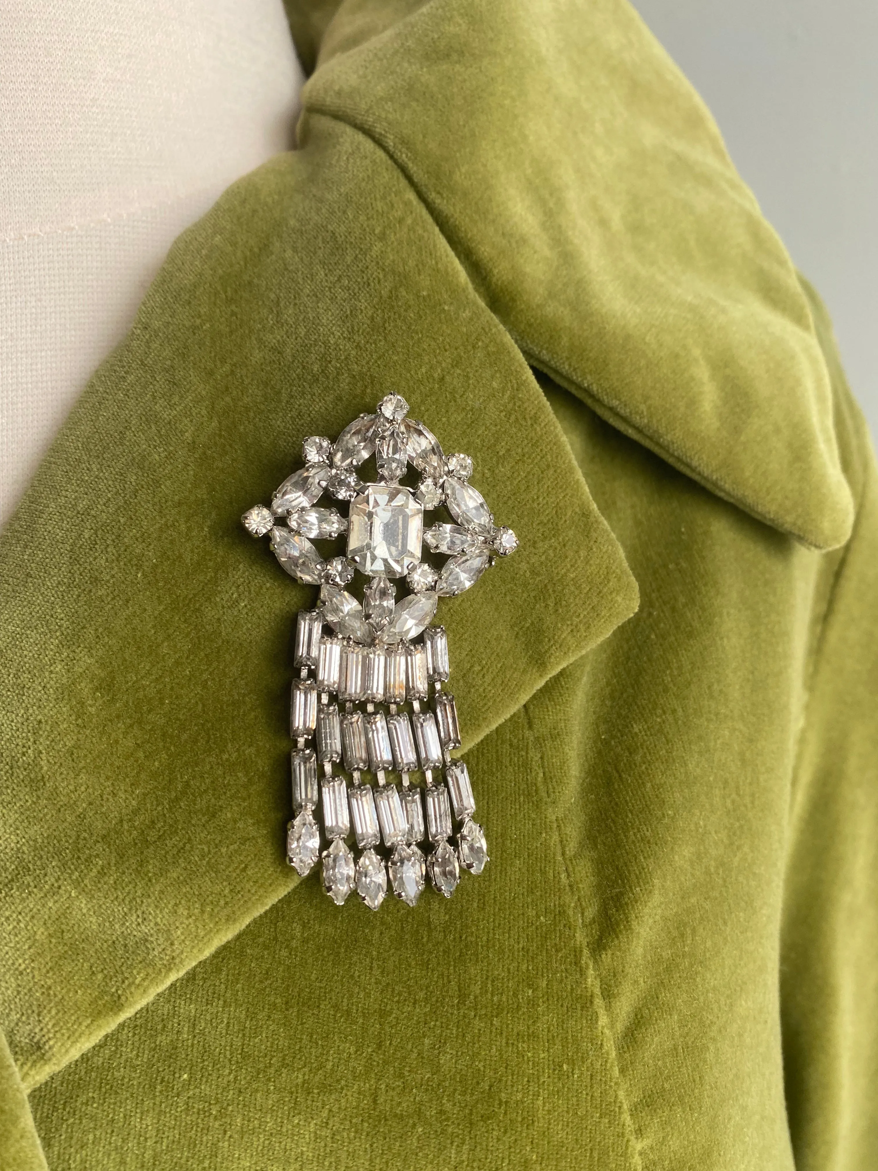 Fabulous 1960's Chartreuse Velvet Coat By Marguerite Rubel / ML