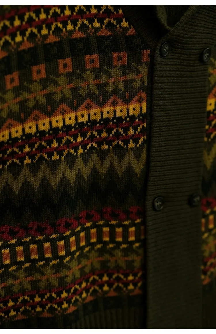 Fair Isle Pattern Australian Wool Jacquard Vest Sweater Cardigan