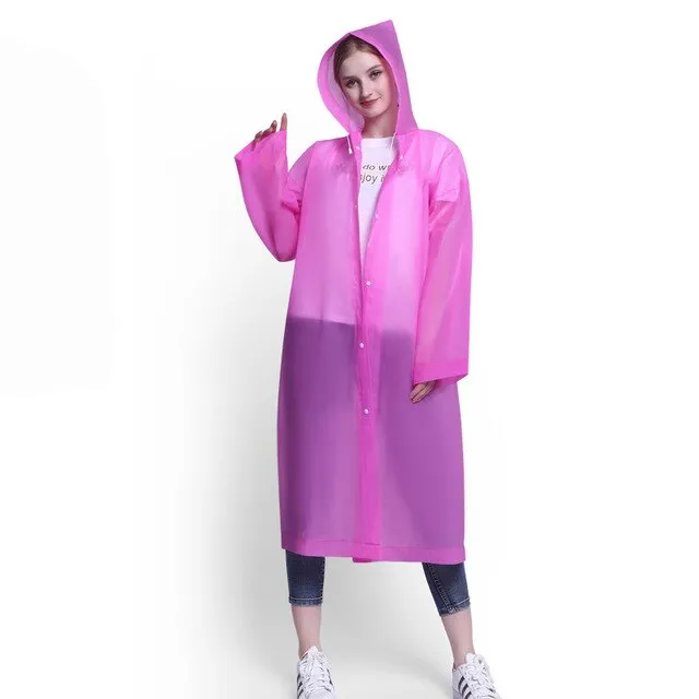 Fashion Men Women Thicken EVA Transparent Raincoat Poncho Portable Lightweight Rain Coat Jacket Travel Waterproof Adult Rainware
