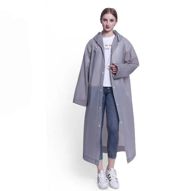 Fashion Men Women Thicken EVA Transparent Raincoat Poncho Portable Lightweight Rain Coat Jacket Travel Waterproof Adult Rainware