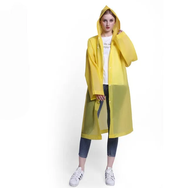 Fashion Men Women Thicken EVA Transparent Raincoat Poncho Portable Lightweight Rain Coat Jacket Travel Waterproof Adult Rainware