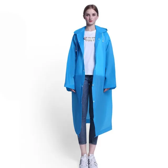 Fashion Men Women Thicken EVA Transparent Raincoat Poncho Portable Lightweight Rain Coat Jacket Travel Waterproof Adult Rainware