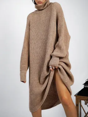 Fashion Mid-Length Turtleneck Sweater Dress