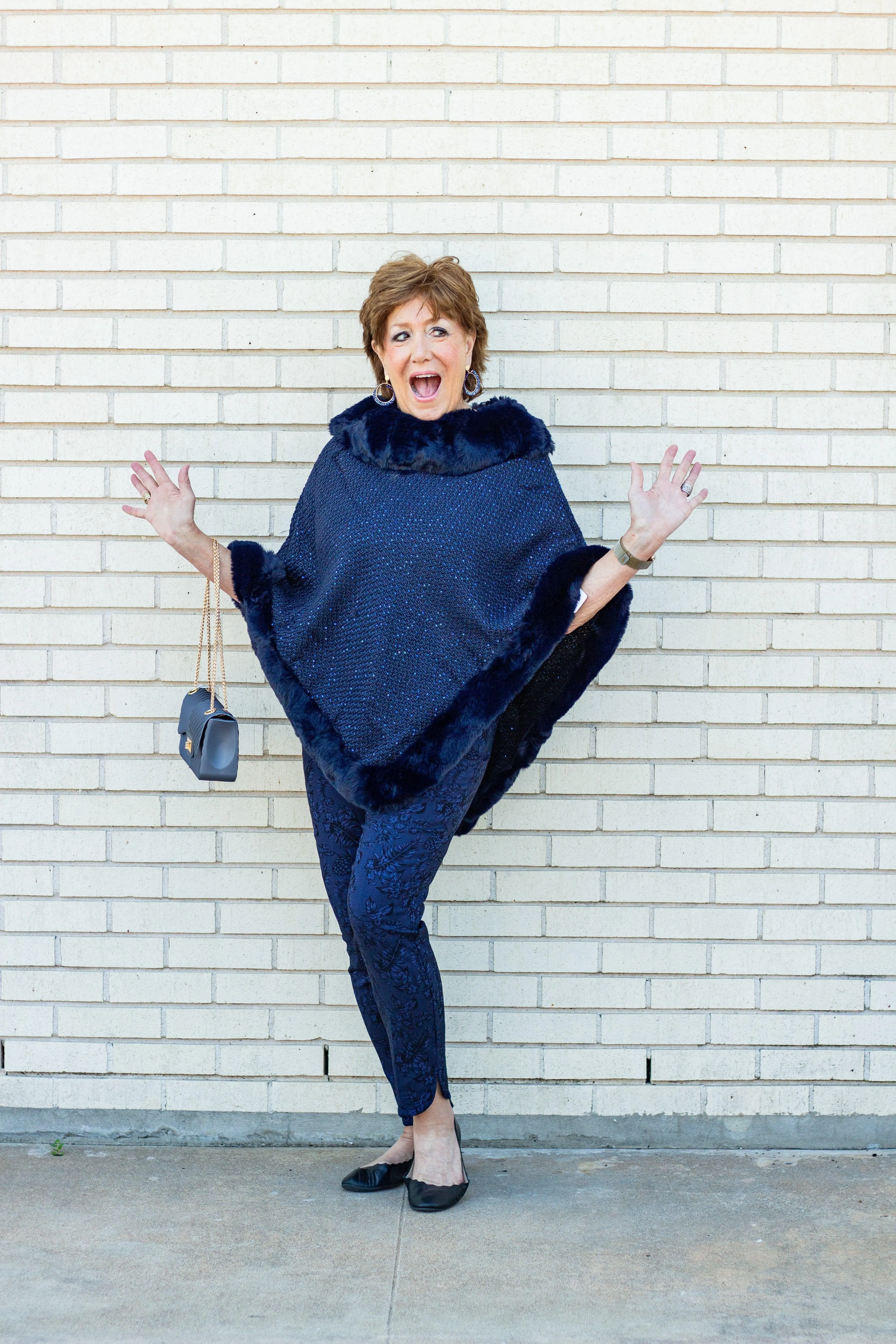 Faux Fur Sequin Poncho