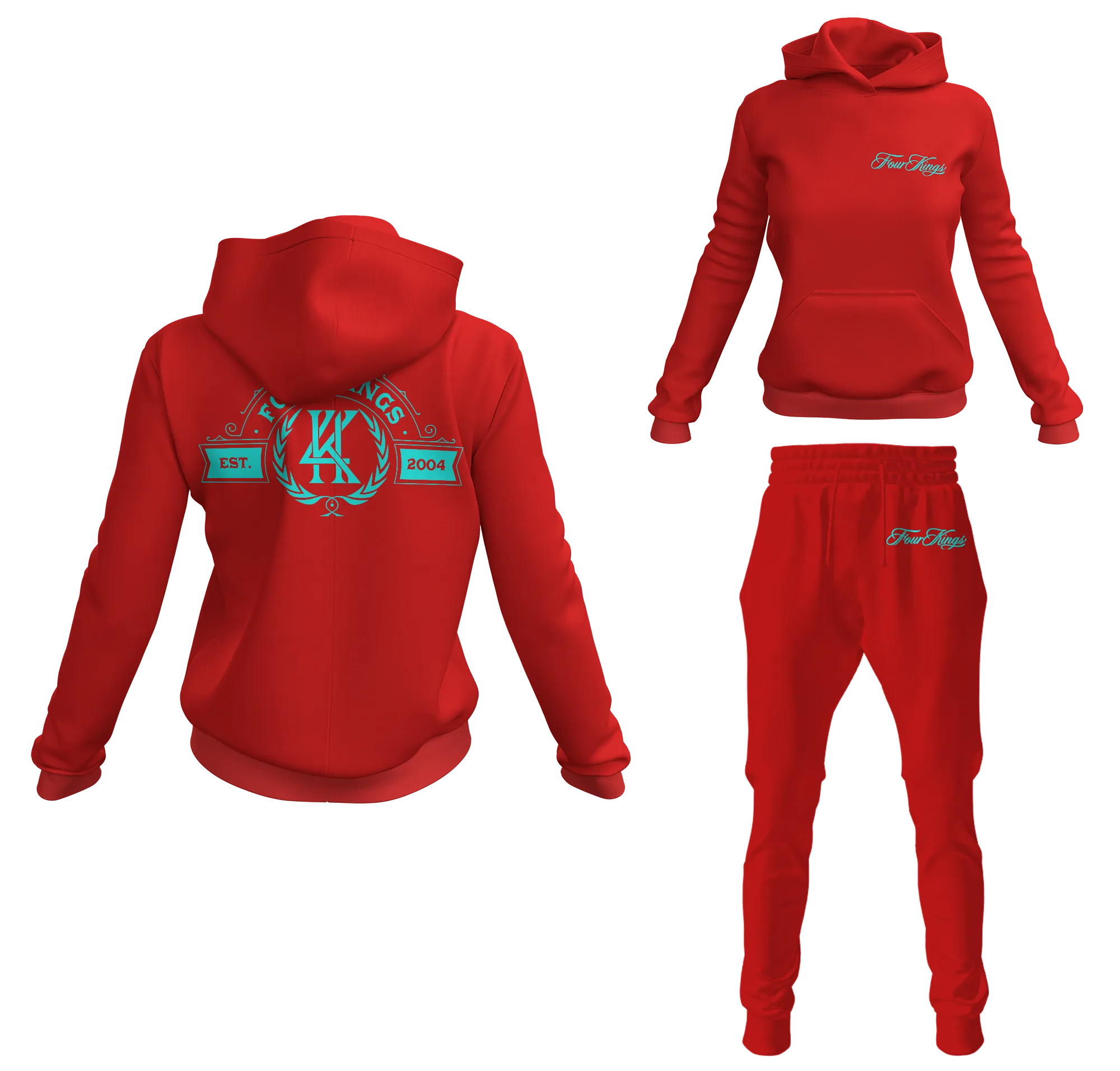 Four Kings Women's V1 Pullover Sweatsuit (Red)