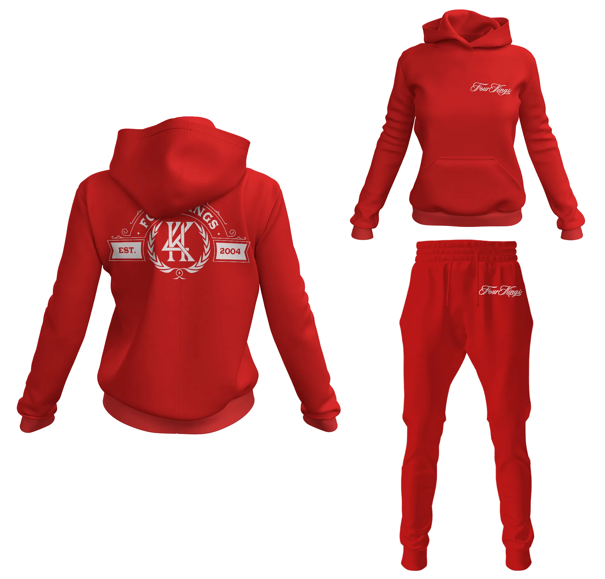 Four Kings Women's V1 Pullover Sweatsuit (Red)
