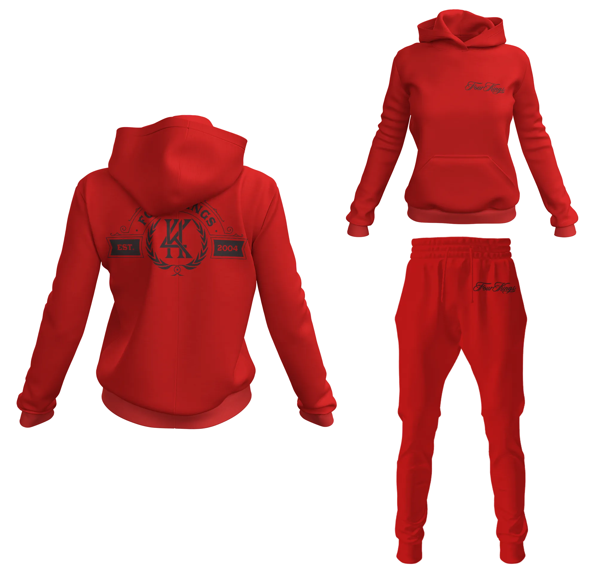 Four Kings Women's V1 Pullover Sweatsuit (Red)