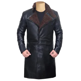 Gosling Men’s Black Leather Trench Coat