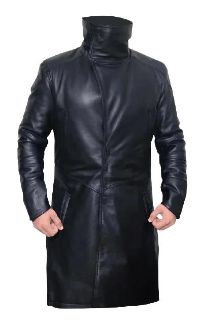 Gosling Men’s Black Leather Trench Coat