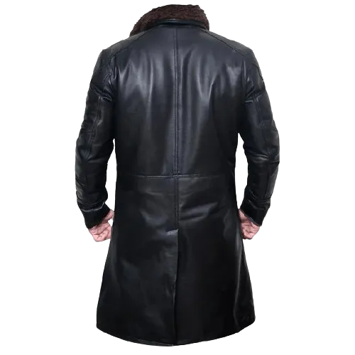 Gosling Men’s Black Leather Trench Coat