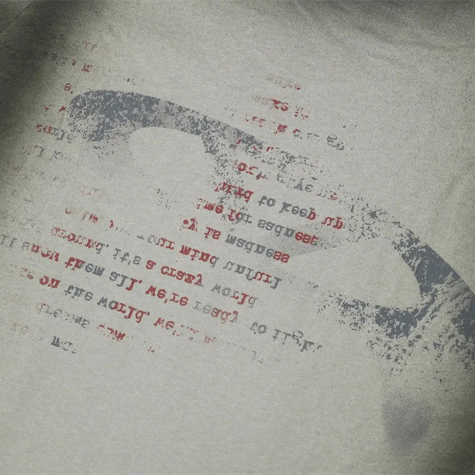 Gradient Wash Oversized Cotton T-Shirt with Letter Print