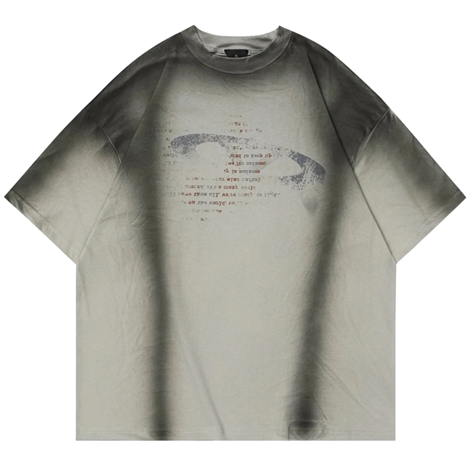 Gradient Wash Oversized Cotton T-Shirt with Letter Print