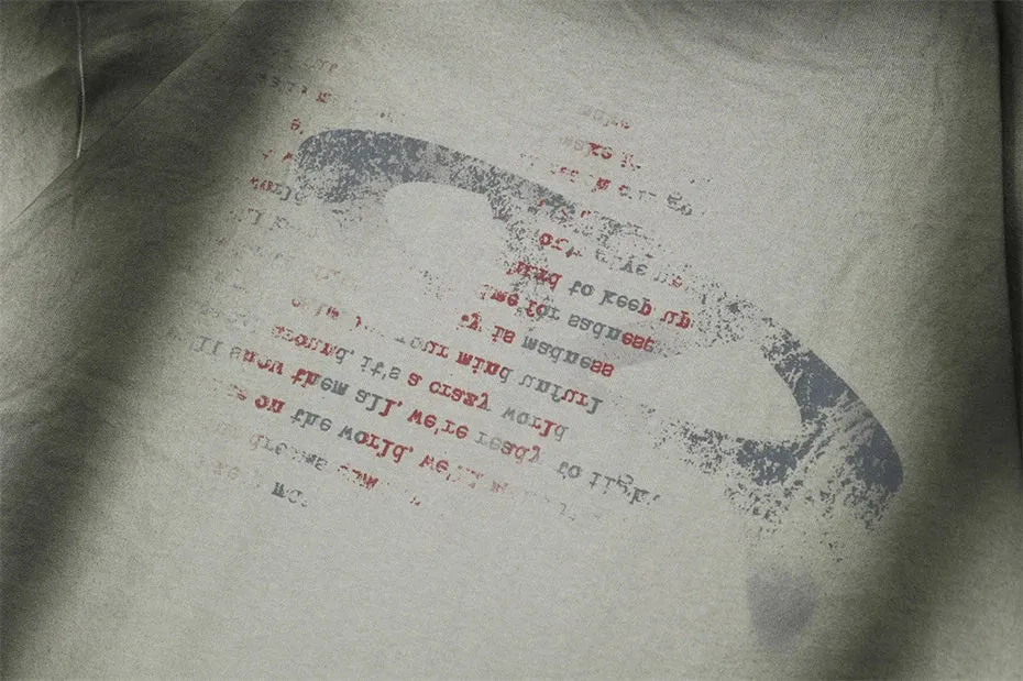 Gradient Wash Oversized Cotton T-Shirt with Letter Print