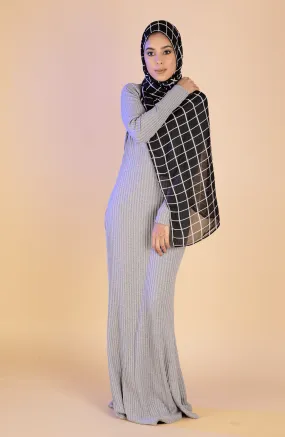 Gray Turtle-neck long sleeve Maxi dress