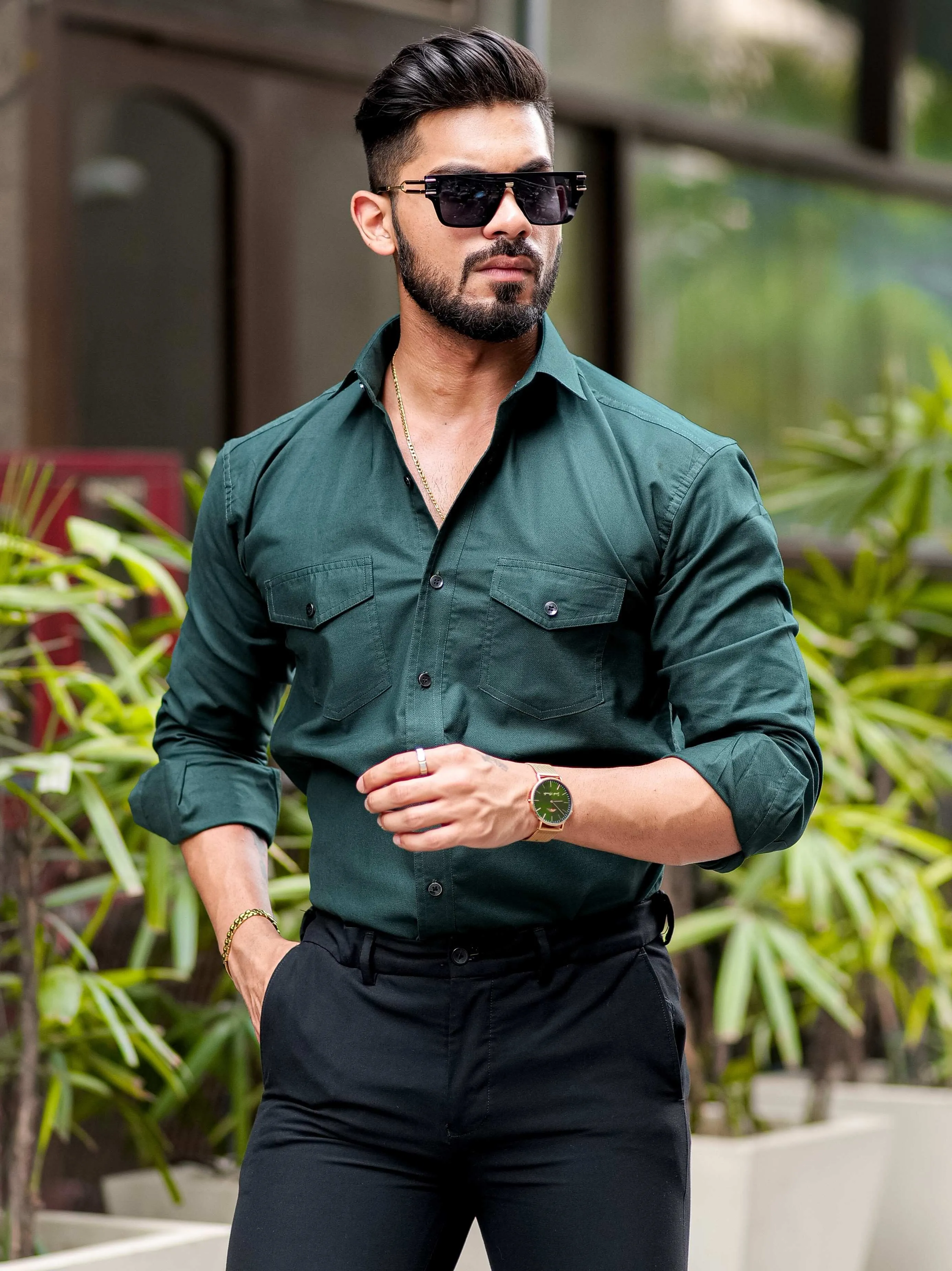 Green Oxford Premium Cotton Over Shirt
