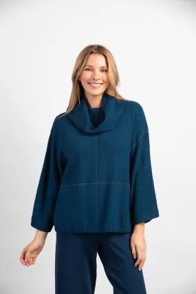 Habitat Fall/Winter 2023-H81023F3-Cowl Neck Poncho-Baltic