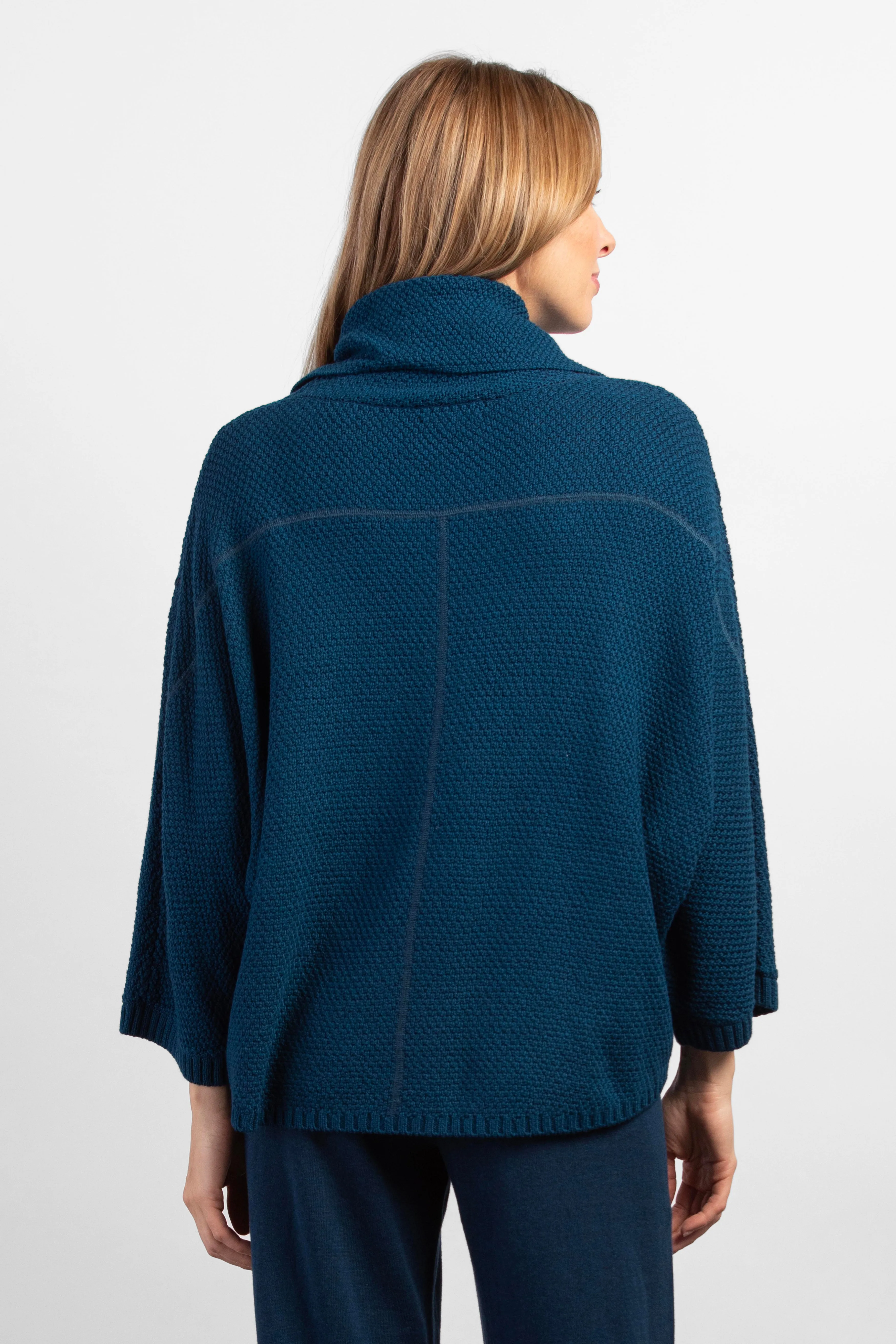 Habitat Fall/Winter 2023-H81023F3-Cowl Neck Poncho-Baltic
