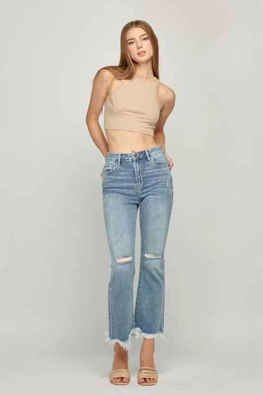 Happi High Waist Super Fray Crop Flare