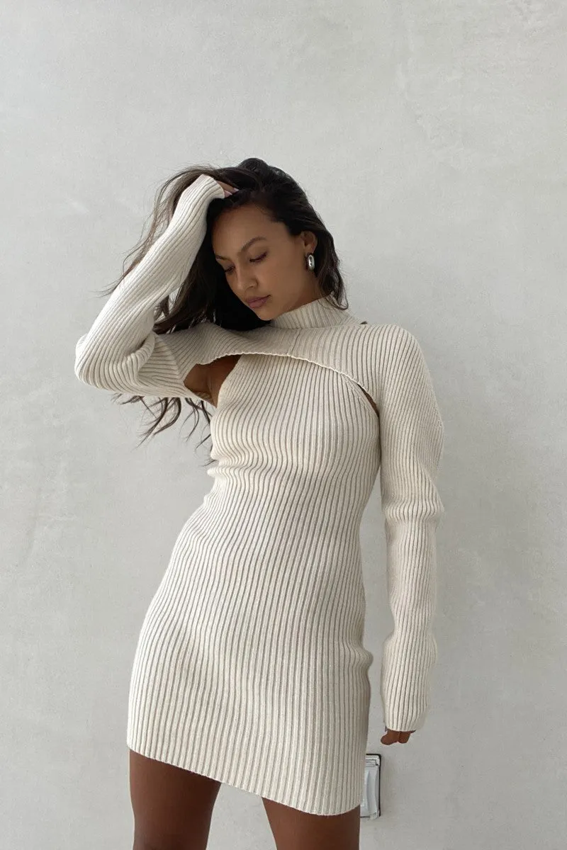 High Neck Sweater Dress