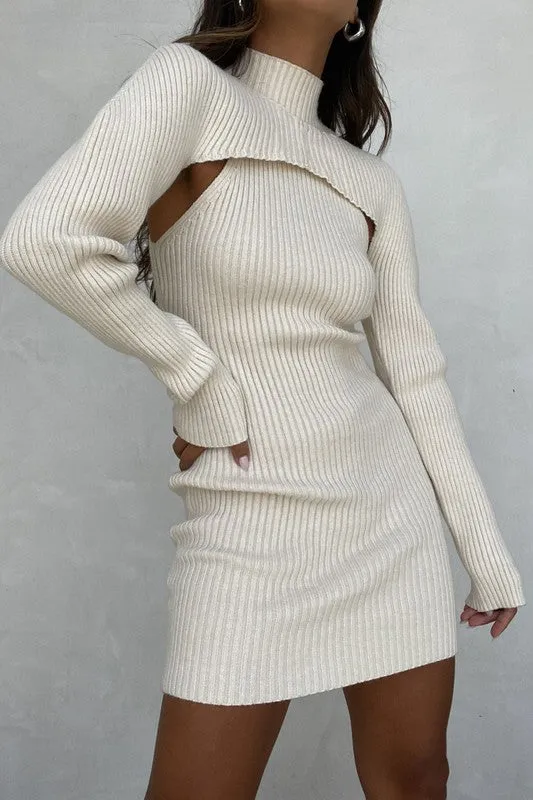 High Neck Sweater Dress