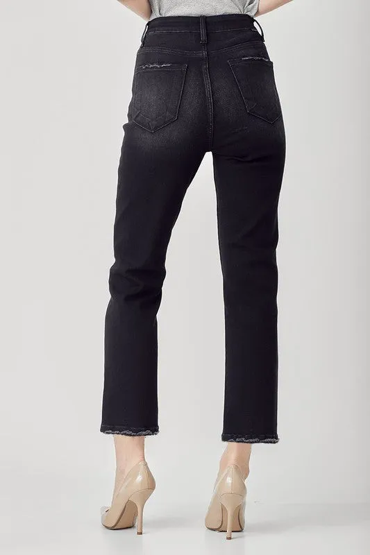 High Rise Crop Straight Jeans