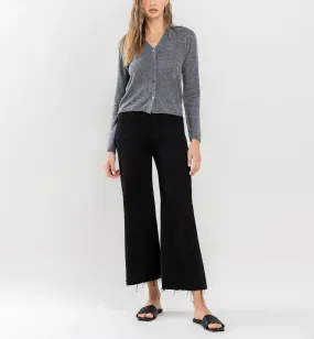 High Rise Raw Hem Wide Leg Jeans
