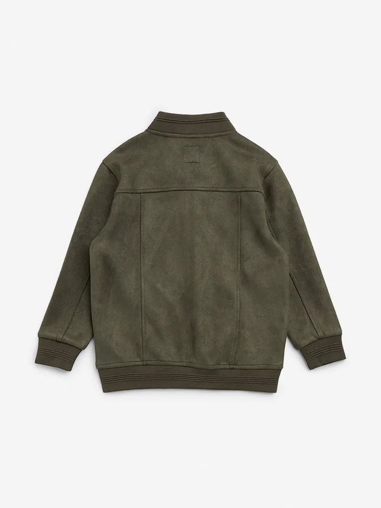 HOP Kids Olive Faux-Suede Jacket