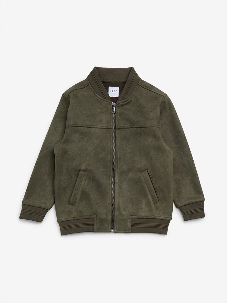 HOP Kids Olive Faux-Suede Jacket