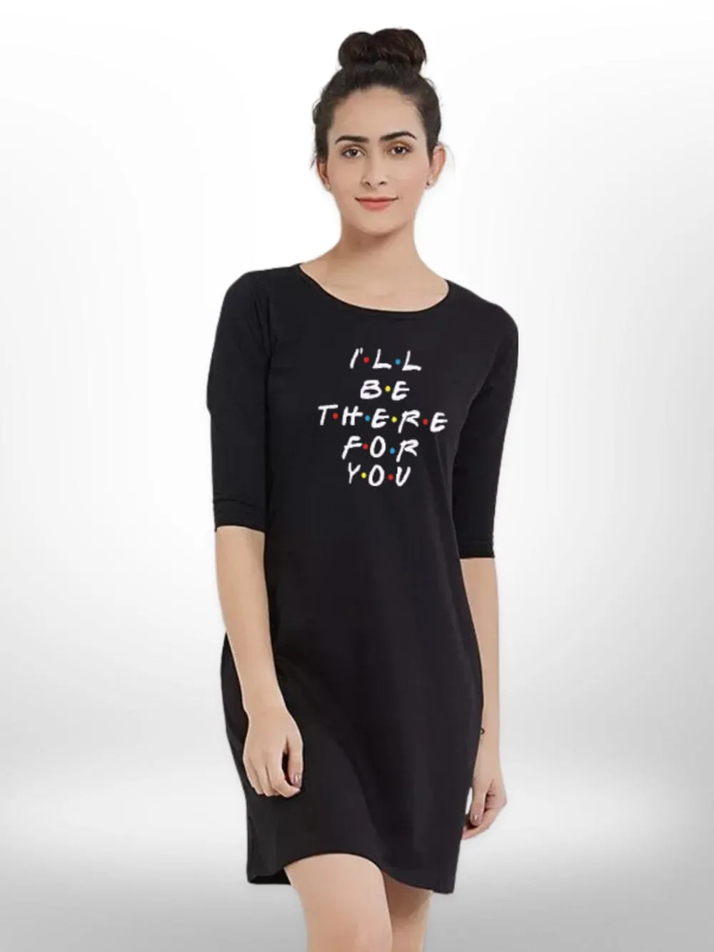 I WILL BE THERE FOR YOU PRINTEDWOMEN'S THREE QUARTER SLEEVE T-SHIRT SIDE POCKET