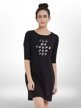 I WILL BE THERE FOR YOU PRINTEDWOMEN'S THREE QUARTER SLEEVE T-SHIRT SIDE POCKET