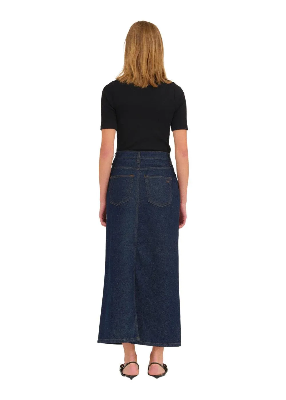 IVY-Zoe Maxi Skirt Wash Dark Daytona - Denim Blue
