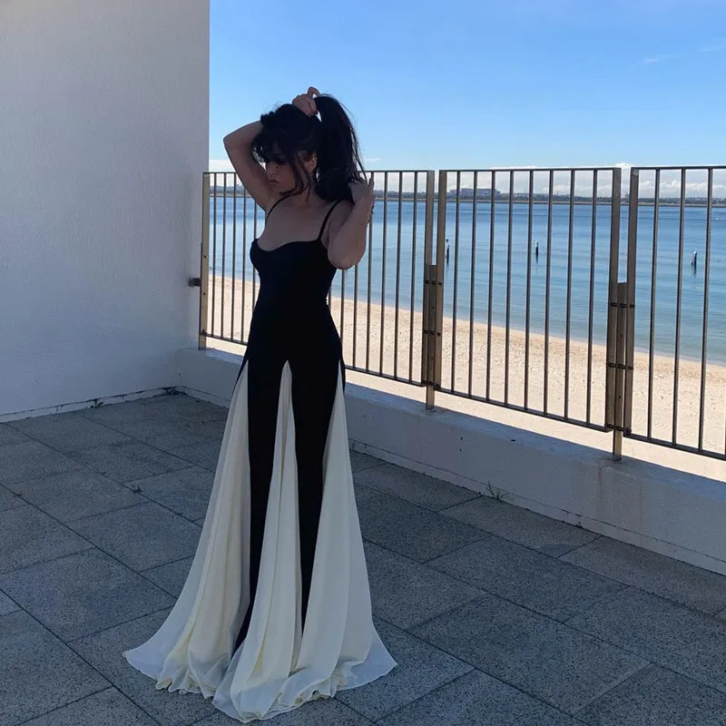 Jane Spaghetti Strap Frill Hem Maxi Dress