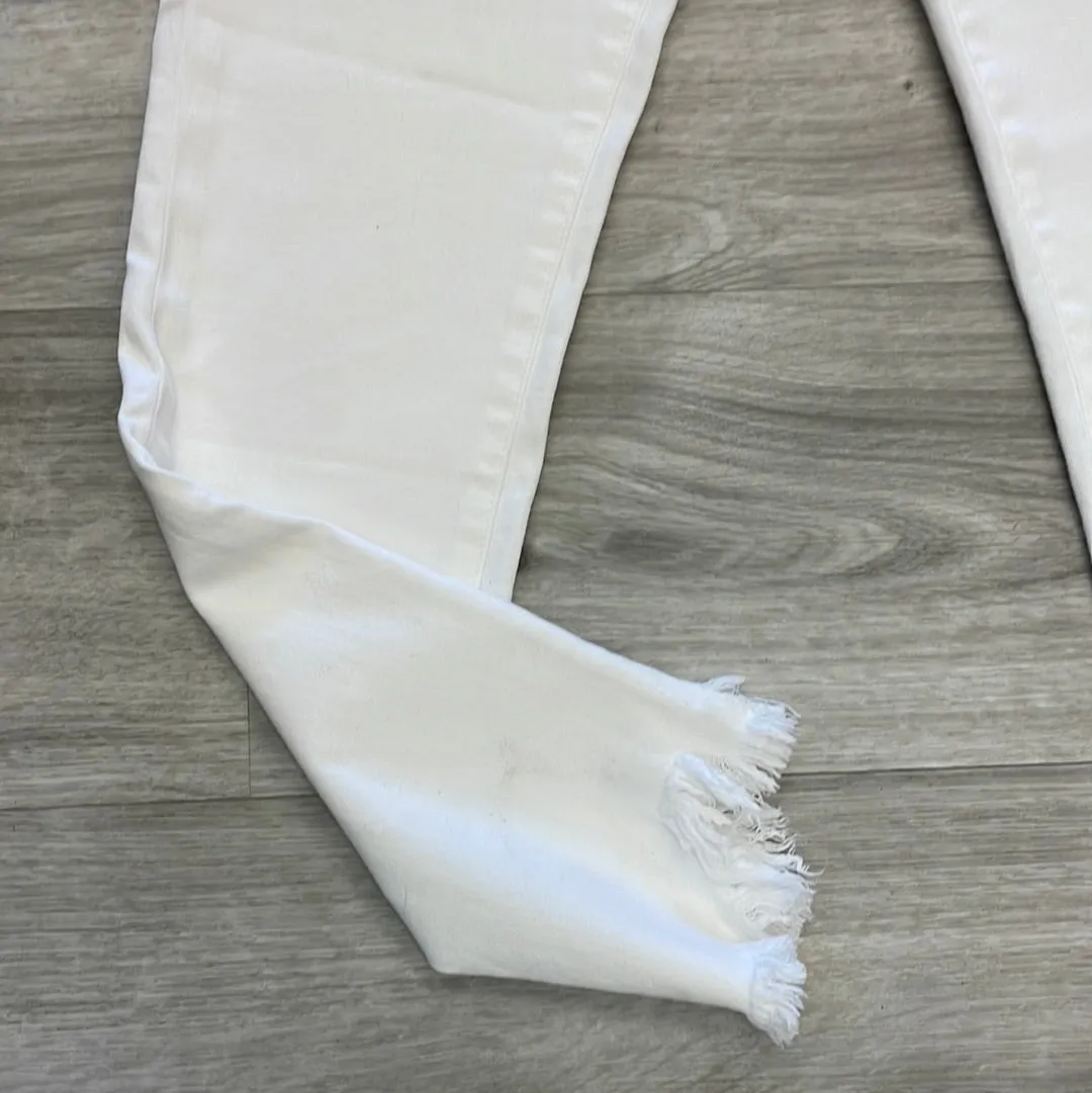 Kancan White Distressed Hem Jeans