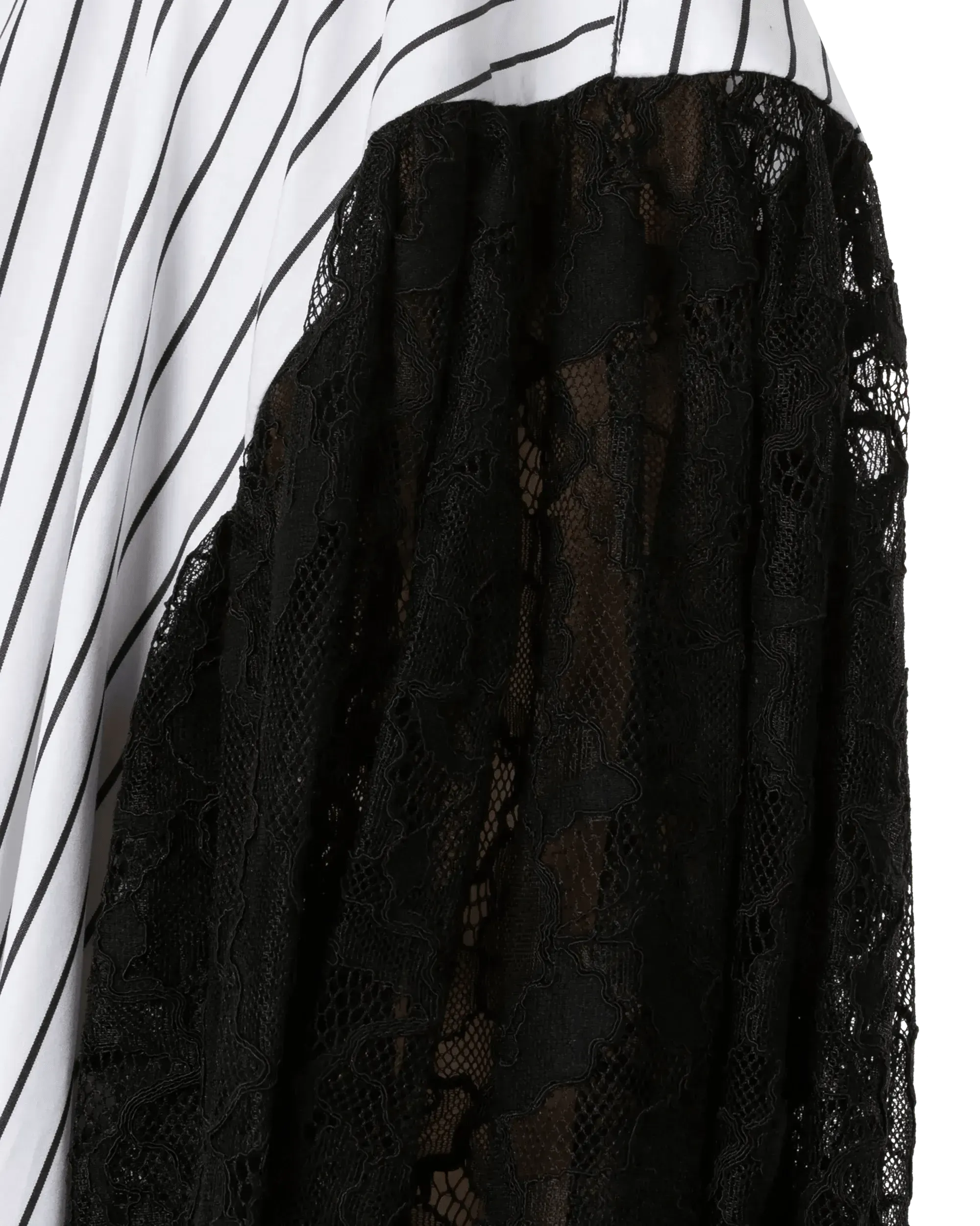 Lace-Sleeved Belted Shirt Dress