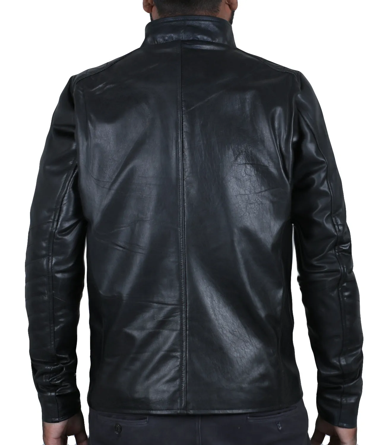 Leather Jackets Hub Mens Genuine Cowhide Leather Jacket (Black, Fencing Jacket) - 1501036
