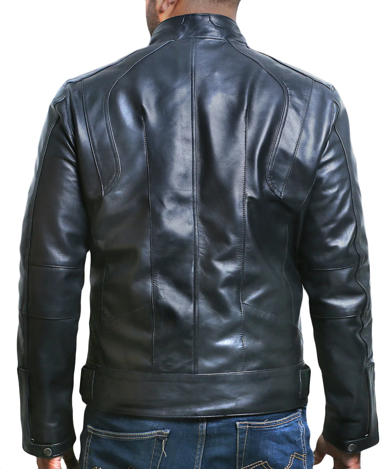 Leather Jackets Hub Mens Genuine Cowhide Leather Jacket (Black, Fencing Jacket) - 1501630