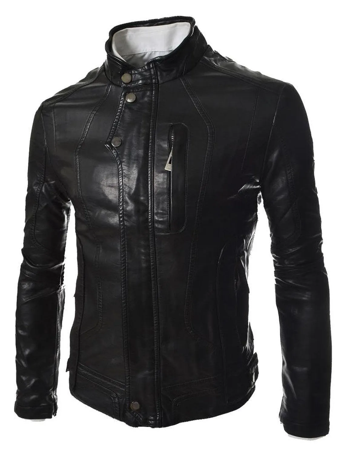 Leather Jackets Hub Mens Genuine Cowhide Leather Jacket (Black, Fencing Jacket) - 1501630