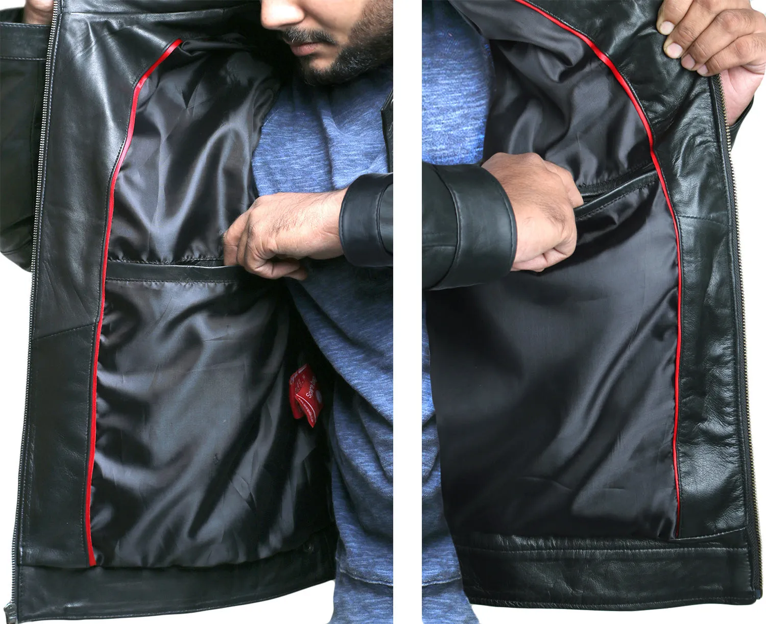 Leather Jackets Hub Mens Genuine Cowhide Leather Jacket (Black, Fencing Jacket) - 1501630